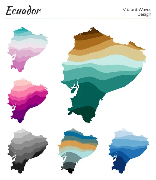 エクアドルのベクトル地図鮮やかな波のデザイン幾何学的な滑らかな国の明るい地図 — ストックベクタ
