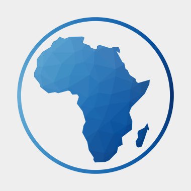 Afrika 'nın eğimli halka içinde kıtanın Çokgen haritası Yuvarlak düşük poli Afrika işareti Vektör