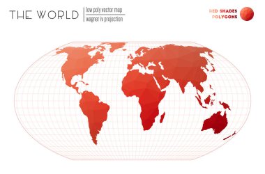 Dünyanın çokgen haritası Wagner IV dünyanın yansıması Kırmızı Gölgeler renkli çokgenler Modern
