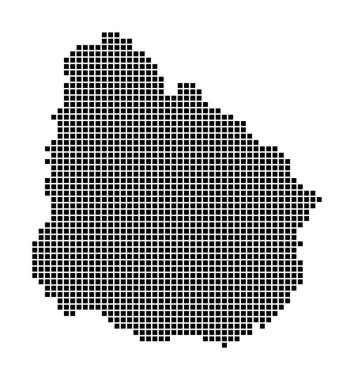 Uruguay haritası Uruguay 'ın noktalı stil haritası Ülkenin kenarları sizin için dikdörtgenlerle dolu