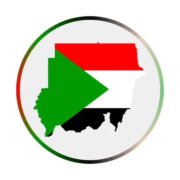 Иконка Судана Форма страны с флагом Судана Круглый знак с градиентным кольцом цветов флага — стоковый вектор