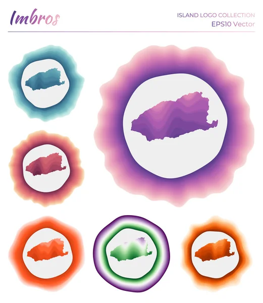 Logotipo de Imbros colección Logotipo colorido de la isla Marcos dinámicos en capas únicas alrededor de Imbros — Vector de stock