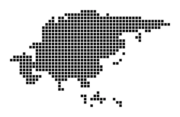 Asia map Kaart van Azië in gestippelde stijl Grenzen van het continent gevuld met rechthoeken voor uw — Stockvector