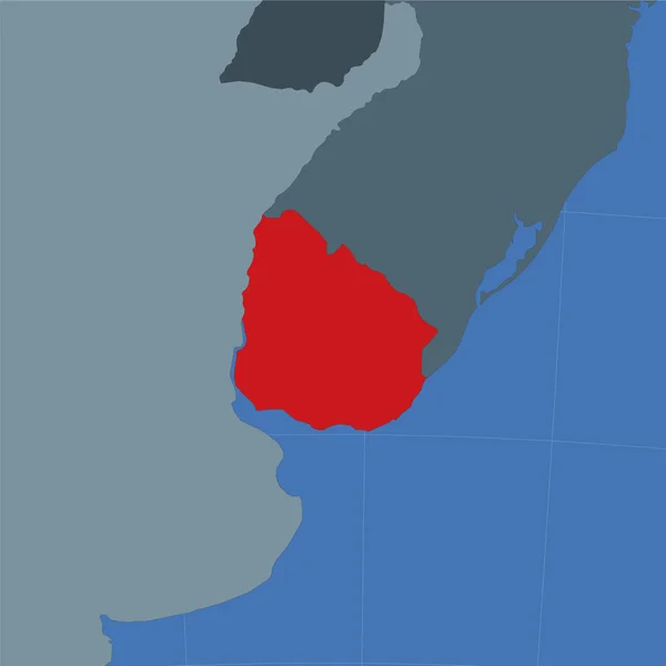 Forme de l'Uruguay dans le contexte des pays voisins Pays mis en évidence avec la couleur rouge sur le monde — Image vectorielle