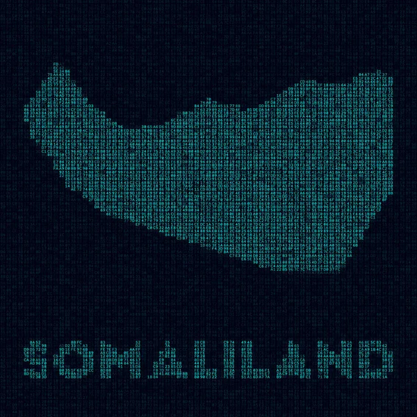 Somaliland Tech-Karte Ländersymbol im digitalen Stil Cyber-Karte von Somaliland mit Ländernamen — Stockvektor