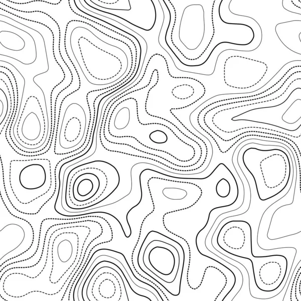 Lignes de carte topographique Carte topographique actuelle Design sans couture noir et blanc extraordinaire — Image vectorielle