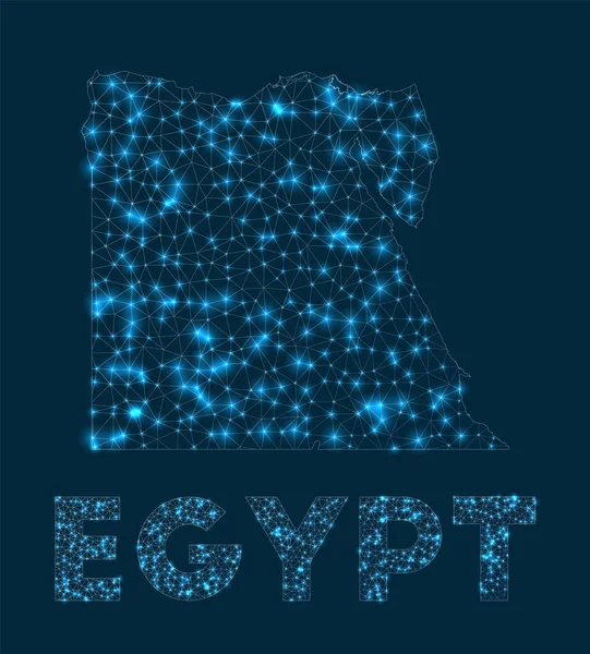Αίγυπτος χάρτης δικτύου Αφηρημένη γεωμετρικός χάρτης της χώρας συνδέσεις στο Διαδίκτυο και των τηλεπικοινωνιών — Διανυσματικό Αρχείο