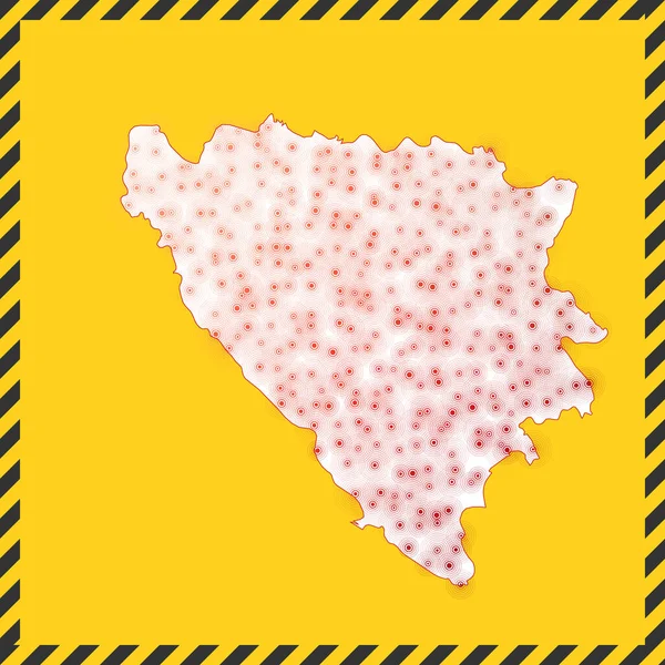 Bosnia cerrado virus peligro signo bloquear país icono Negro rayas frontera alrededor del mapa con — Vector de stock