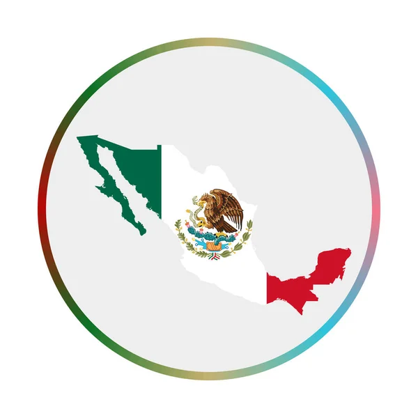 Mexiko-Symbol Form des Landes mit Mexiko-Flagge Rundes Schild mit Fahnenfarben-Verlaufsring — Stockvektor