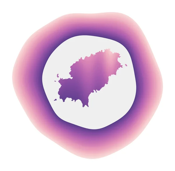 Icône d'Ibiza Logo dégradé coloré de l'île Ibiza rouge pourpre signe arrondi avec carte pour votre — Image vectorielle