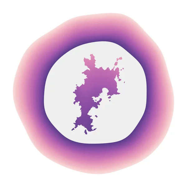 Icono de Komodo Colorido logotipo degradado de la isla Rojo púrpura Komodo signo redondeado con mapa para su — Vector de stock