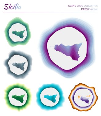 Sicilya logosu Sicilya çevresindeki eşsiz katmanlı dinamik çerçevelerin renkli logosu