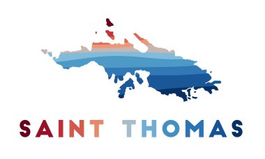 Aziz Thomas Haritası Güzel geometrik dalgalar ile kırmızı mavi renkte canlı Aziz