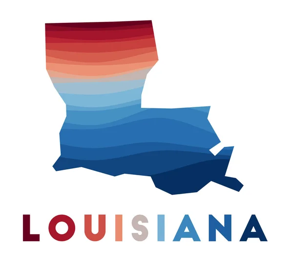 ルイジアナ州地図赤青で美しい幾何学波を持つ米国の地図｜Vivid — ストックベクタ