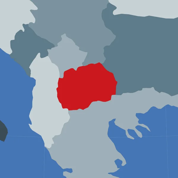 马其顿在邻国背景下的形象以红色为重点的国家 — 图库矢量图片