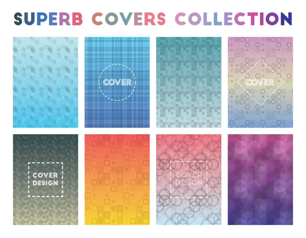 Superb Covers Collection Rzeczywiste geometryczne wzory Widoczne tło Ilustracja wektora — Wektor stockowy