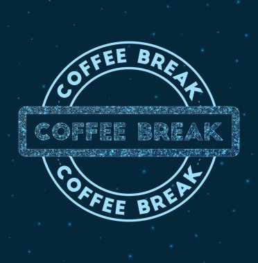 Kahve molası Parlayan yuvarlak rozet Ağ stili geometrik kahve kırma damgası uzay vektöründe