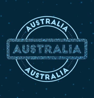 Avusturalya Parlayan yuvarlak rozet Ağ stili geometrik Avustralya damgası uzay vektöründe
