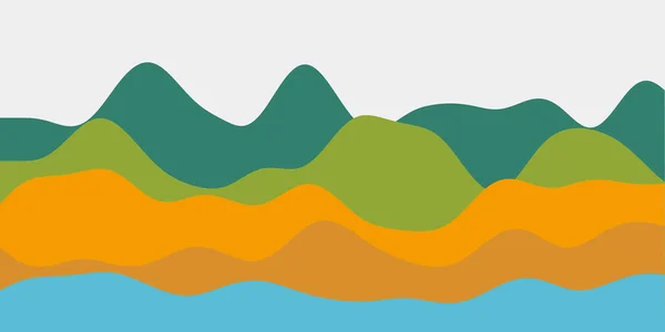 Contraste abstracto azul anaranjado verde colinas fondo Ondas de colores asombroso vector — Vector de stock
