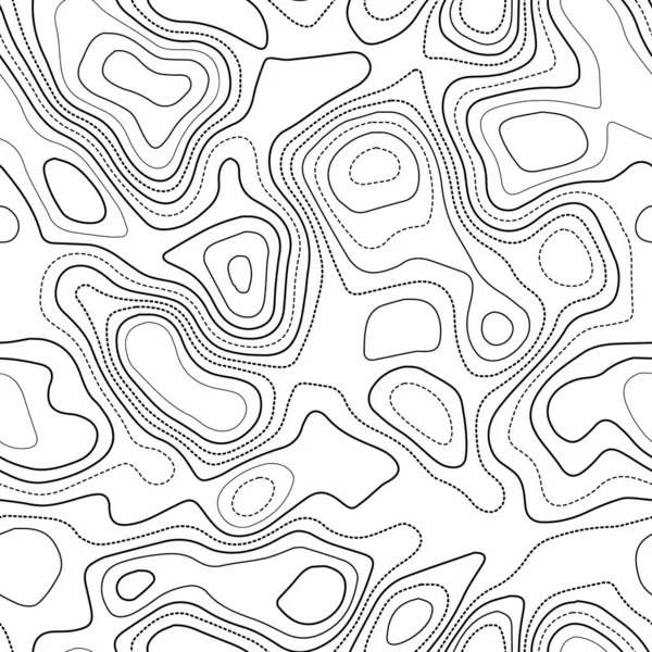 Carte topographique fond Carte topographique actuelle Design sans couture noir et blanc fabuleux — Image vectorielle