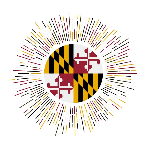 Maryland, ABD bayrağını renkli vatozlarla Maryland bayrak taşıyıcısı ile parlayan güneş ışığıyla imzaladı. — Stok Vektör