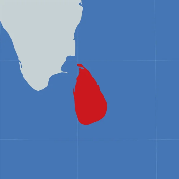 Forma do Sri Lanka no contexto dos países vizinhos País destacado com cor vermelha em —  Vetores de Stock