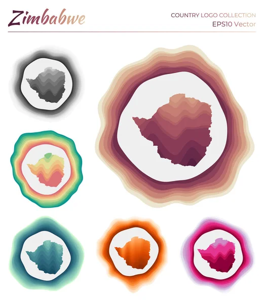 Красочный логотип страны Уникальные многослойные динамические рамки вокруг — стоковый вектор
