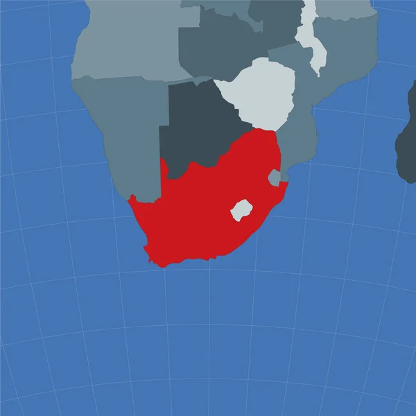 Forma de Sudáfrica en el contexto de los países vecinos País destacado con el color rojo en — Vector de stock