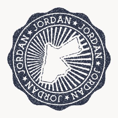 Ürdün damgası Ülke vektör illüstrasyonunun adı ve haritasına sahip Seyahat kauçuk damgası kullanılabilir