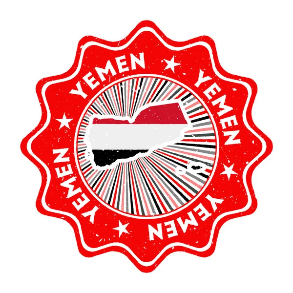 Jemen Round Grunge Stempel mit Landkarte und Länderflagge Vintage Badge mit rundem Text und — Stockvektor
