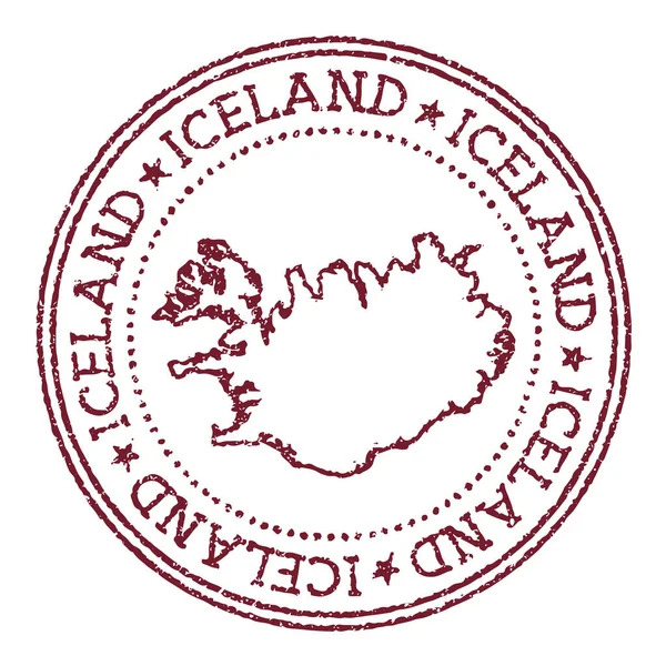 Islandia sello de goma redonda con mapa de país Vintage sello de pasaporte rojo con texto circular y — Archivo Imágenes Vectoriales