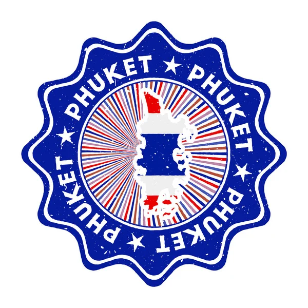 Phuket Round Grunge Stempel mit Inselkarte und Länderflagge Vintage Badge mit rundem Text und — Stockvektor