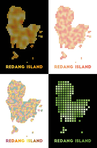 Mapa de la isla de Redang Colección de mapa de la isla de Redang en estilo punteado Fronteras de la isla llena — Vector de stock