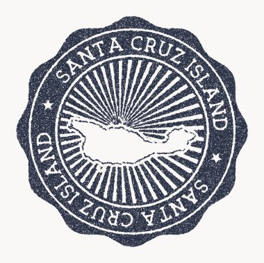 Santa Cruz Adası damgası Adanın vektör illüstrasyonunun adı ve haritasıyla seyahat damgası