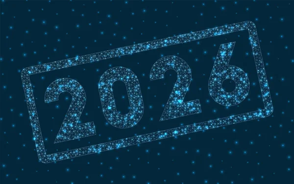 Dijital tarzda 2026 kelime Parlayan geometrik 2026 rozet illüstrasyonu Muhteşem