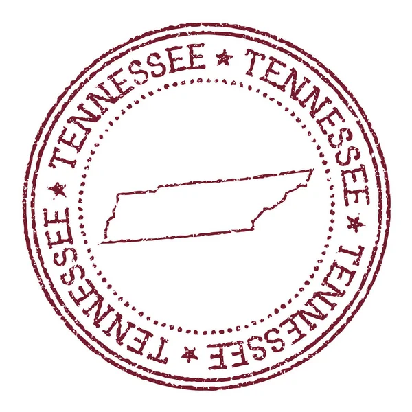 Tennessee timbro di gomma rotonda con noi mappa di stato Vintage timbro passaporto rosso con testo circolare e — Vettoriale Stock