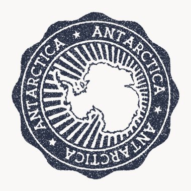 Antarktika damgası Ülke vektör illüstrasyonunun adı ve haritasıyla seyahat kauçuk damgası