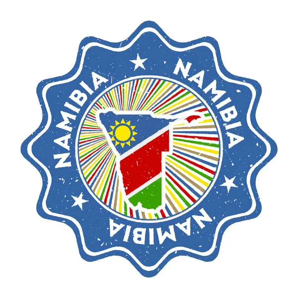 Namibia ronda grunge sello con mapa de país y bandera de país Vintage insignia con texto circular y — Vector de stock