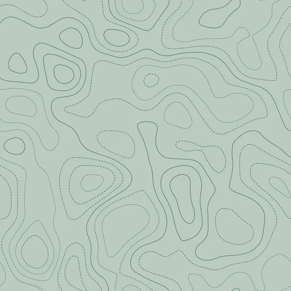 Líneas de contorno Mapa topográfico real en tonos verdes diseño inconsútil patrón artístico de azulejos — Vector de stock