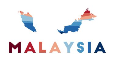 Malezya Haritası: Kırmızı mavi renkli güzel geometrik dalgalar Malezya