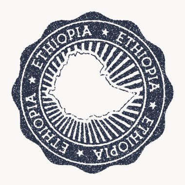 Etiyopya damgası Ülke vektör illüstrasyonunun adı ve haritasıyla seyahat kauçuk damgası olabilir