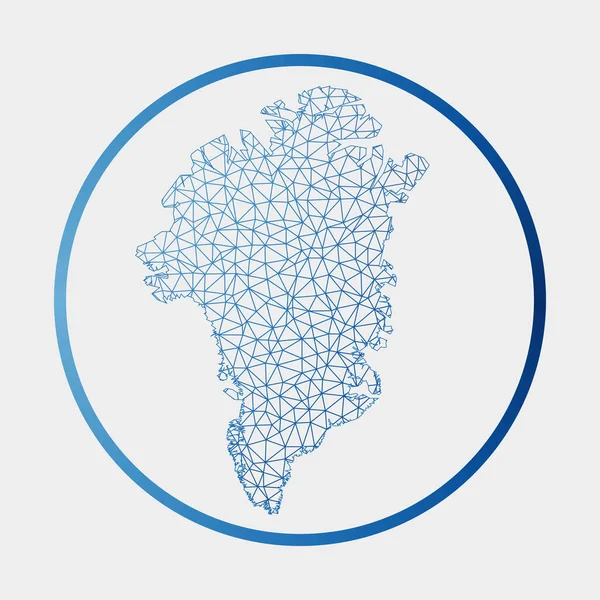 Ícone da Gronelândia Mapa de rede do país Sinal da Gronelândia Redonda com anel de gradiente Tecnologia —  Vetores de Stock