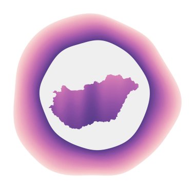 Macaristan 'ın rengarenk ülke logosu Mor Kırmızı Macaristan yuvarlak işaretli
