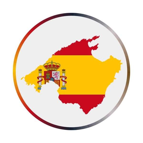 Icono de Mallorca Forma de la isla con bandera de Mallorca Signo redondo con colores de la bandera anillo degradado — Archivo Imágenes Vectoriales