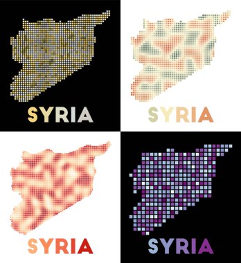 Suriye haritası Suriye haritasının nokta biçiminde toplanması ülkenin dikdörtgenlerle dolu kenarları