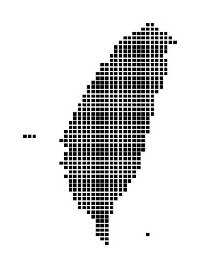 Tayvan Haritası Noktalı Stil Haritası Ülkenin Kenarları Dikdörtgenlerle dolu