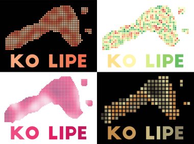 Ko Lipe Harita Koleksiyonu Ko Lipe 'nin noktalı stil haritası Adanın kenarları ile dolu