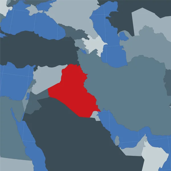 Forme de la République d'Irak dans le contexte des pays voisins Pays mis en évidence avec la couleur rouge — Image vectorielle