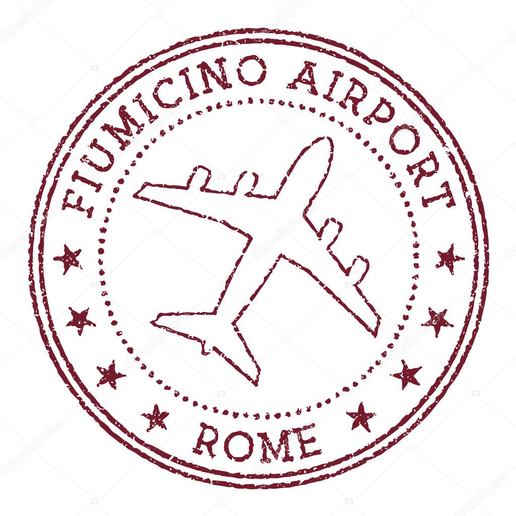 Fiumicino Airport Rome stamp Airport of Rome round logo Vector illustration