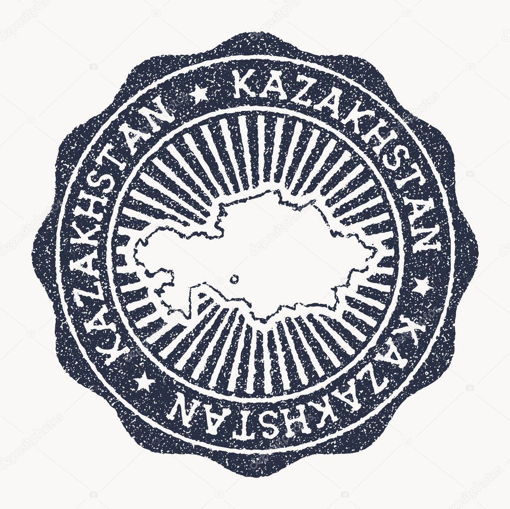 Kazakhstan stamp Travel rubber stamp with the name and map of country vector illustration Can be